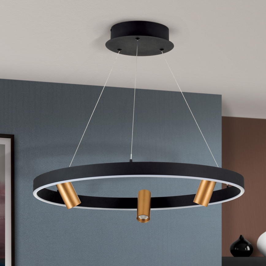 LED Dimmable chandelier on a string BERLIN LED/50W/230V black/gold
