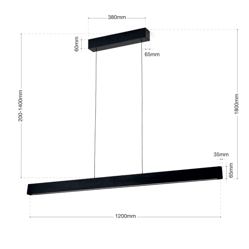 LED Dimmable chandelier on a string TARA LED/44W/230V 2700/3800/4500/5700K black