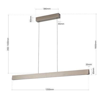 LED Dimmable chandelier on a string TARA LED/44W/230V 2700/3800/4500/5700K matte chrome