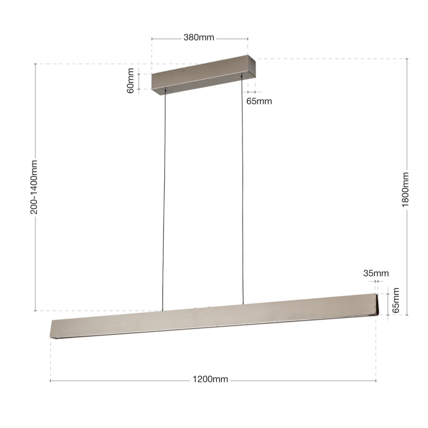 LED Dimmable chandelier on a string TARA LED/44W/230V 2700/3800/4500/5700K matte chrome