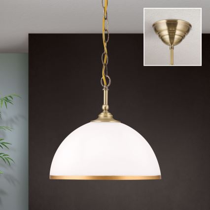 Chandelier on a chain OLD LAMP 1xE27/40W/230V d. 30 cm white/brass