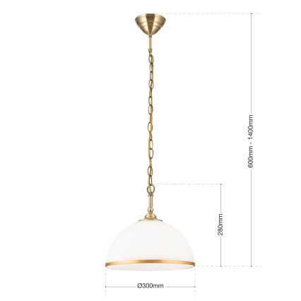 Chandelier on a chain OLD LAMP 1xE27/40W/230V d. 30 cm white/brass