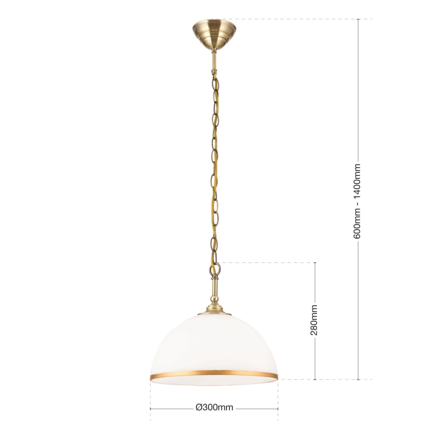 Chandelier on a chain OLD LAMP 1xE27/40W/230V d. 30 cm white/brass
