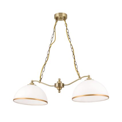 Chandelier on a chain OLD LAMP 2xE27/40W/230V white/brass