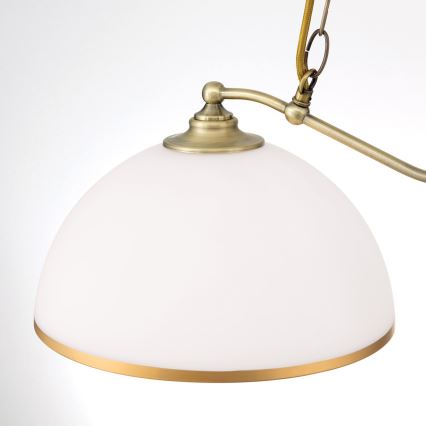 Chandelier on a chain OLD LAMP 2xE27/40W/230V white/brass