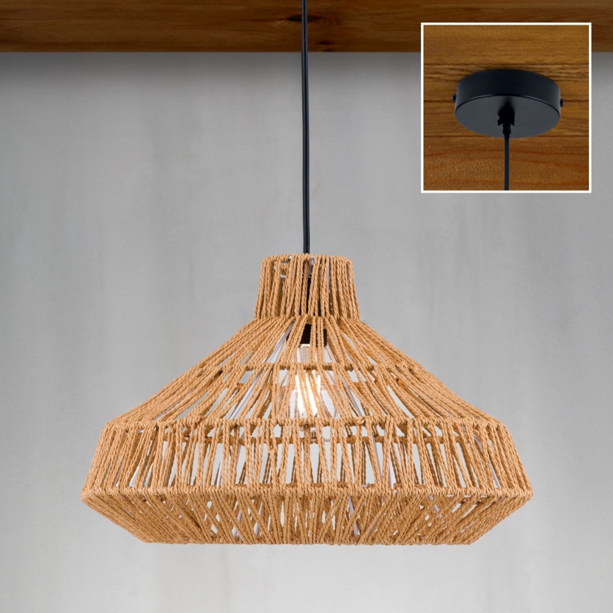 Chandelier on a string BASKET 1xE27/40W/230V d. 40 cm hemp