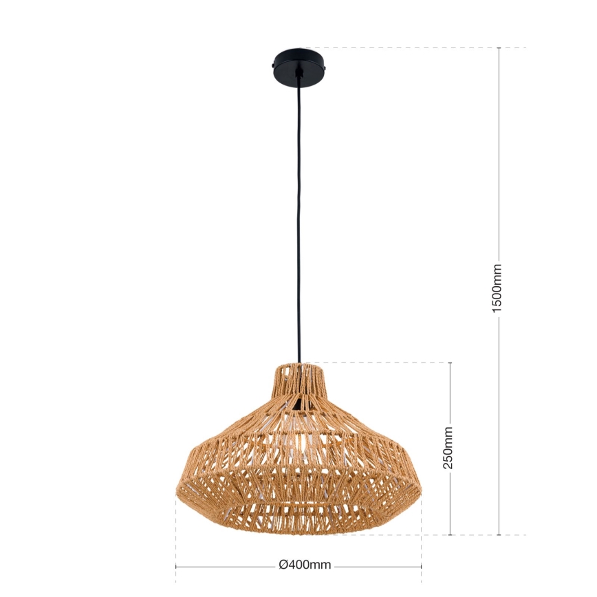 Chandelier on a string BASKET 1xE27/40W/230V d. 40 cm hemp