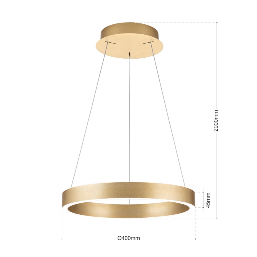 LED Dimmable pendant light on cable KOLK LED/40W/230V 2700/3000/4000K Ø 40 cm Gold