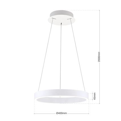 Dimmable LED Pendant on Cable KOLK LED/40W/230V 2700/3000/4000K Ø 40 cm white
