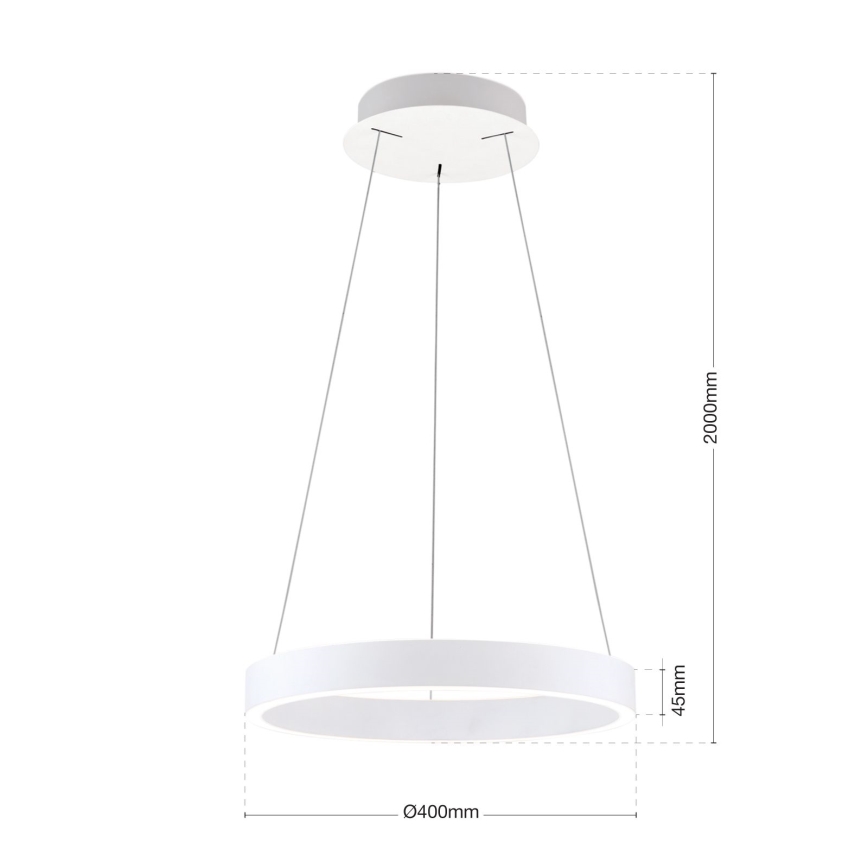 Dimmable LED Pendant on Cable KOLK LED/40W/230V 2700/3000/4000K Ø 40 cm white