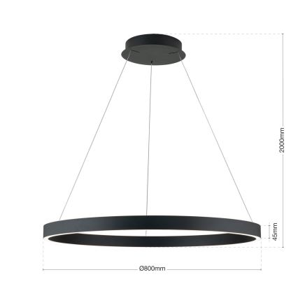 KOLK LED Dimmable Cable Pendant Light LED/80W/230V 2700/3000/4000K Ø 80 cm Black