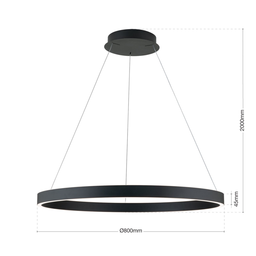 KOLK LED Dimmable Cable Pendant Light LED/80W/230V 2700/3000/4000K Ø 80 cm Black