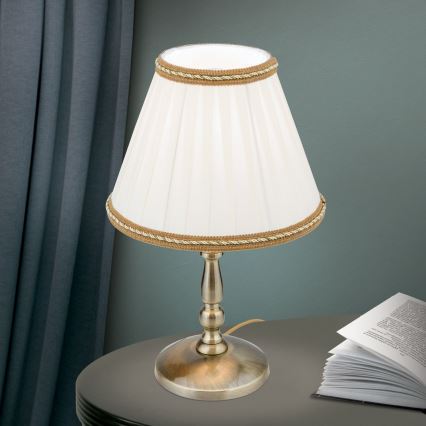 Table lamp TONIA 1xE27/60W/230V d. 25 cm white/bronze