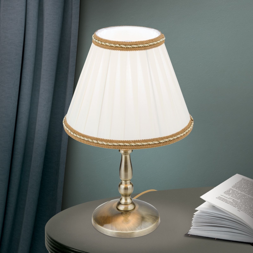Table lamp TONIA 1xE27/60W/230V d. 25 cm white/bronze
