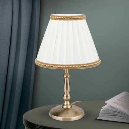 Table lamp TONIA 1xE27/60W/230V d. 25 cm white/bronze