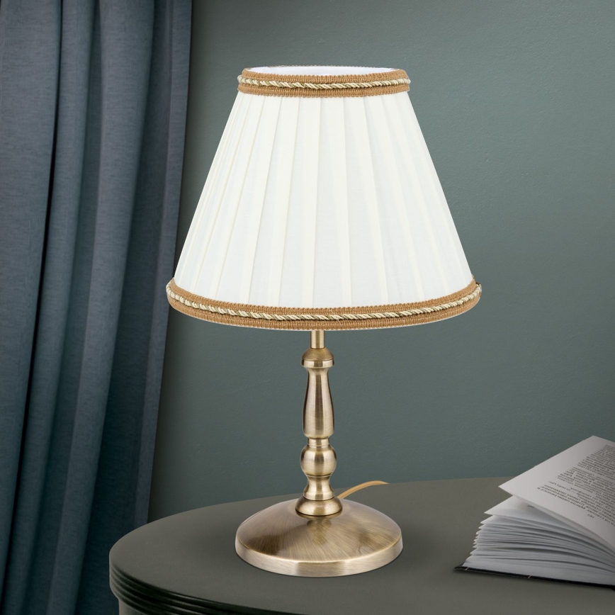 Table lamp TONIA 1xE27/60W/230V d. 25 cm white/bronze