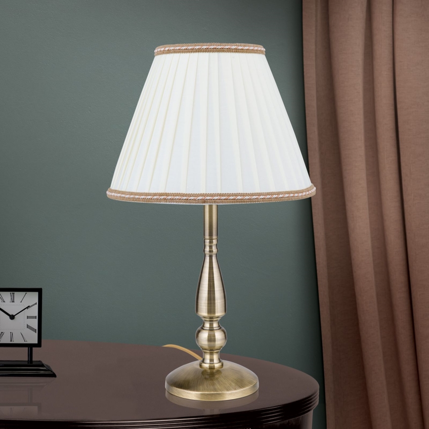 Table lamp TONIA 1xE27/60W/230V d. 30 cm white/bronze