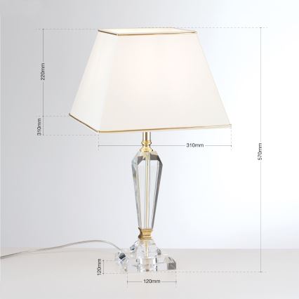 Crystal table lamp VERONIQUE 1xE27/60W/230V creamy/clear