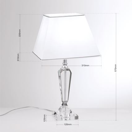 Crystal table lamp VERONIQUE 1xE27/60W/230V white/clear