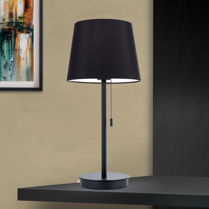 Table lamp with USB port LUDWIG 1xE27/40W/230V 50 cm black