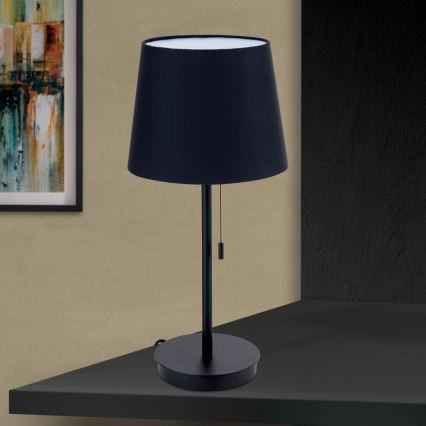 Table lamp with USB port LUDWIG 1xE27/40W/230V 50 cm black