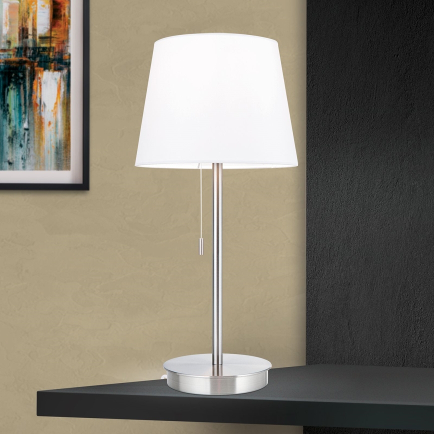 Table lamp with USB port LUDWIG 1xE27/40W/230V 50 cm white/matte chrome