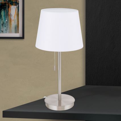 Table lamp with USB port LUDWIG 1xE27/40W/230V 50 cm white/matte chrome