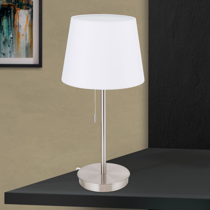 Table lamp with USB port LUDWIG 1xE27/40W/230V 50 cm white/matte chrome