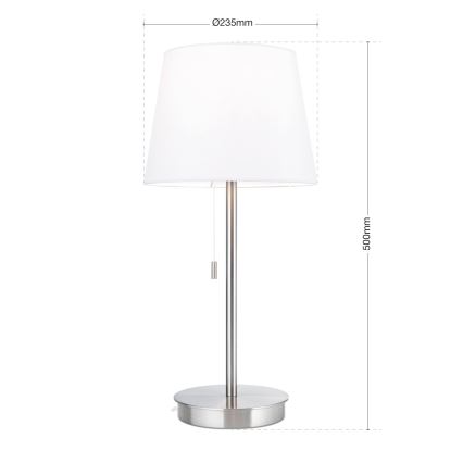 Table lamp with USB port LUDWIG 1xE27/40W/230V 50 cm white/matte chrome