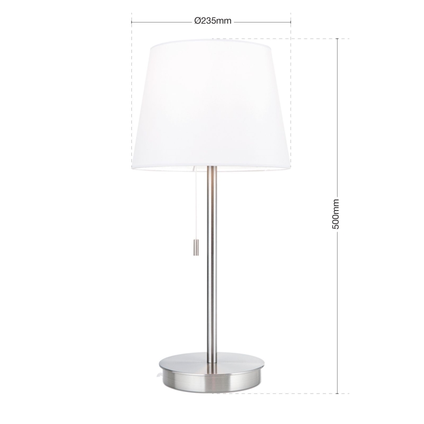 Table lamp with USB port LUDWIG 1xE27/40W/230V 50 cm white/matte chrome