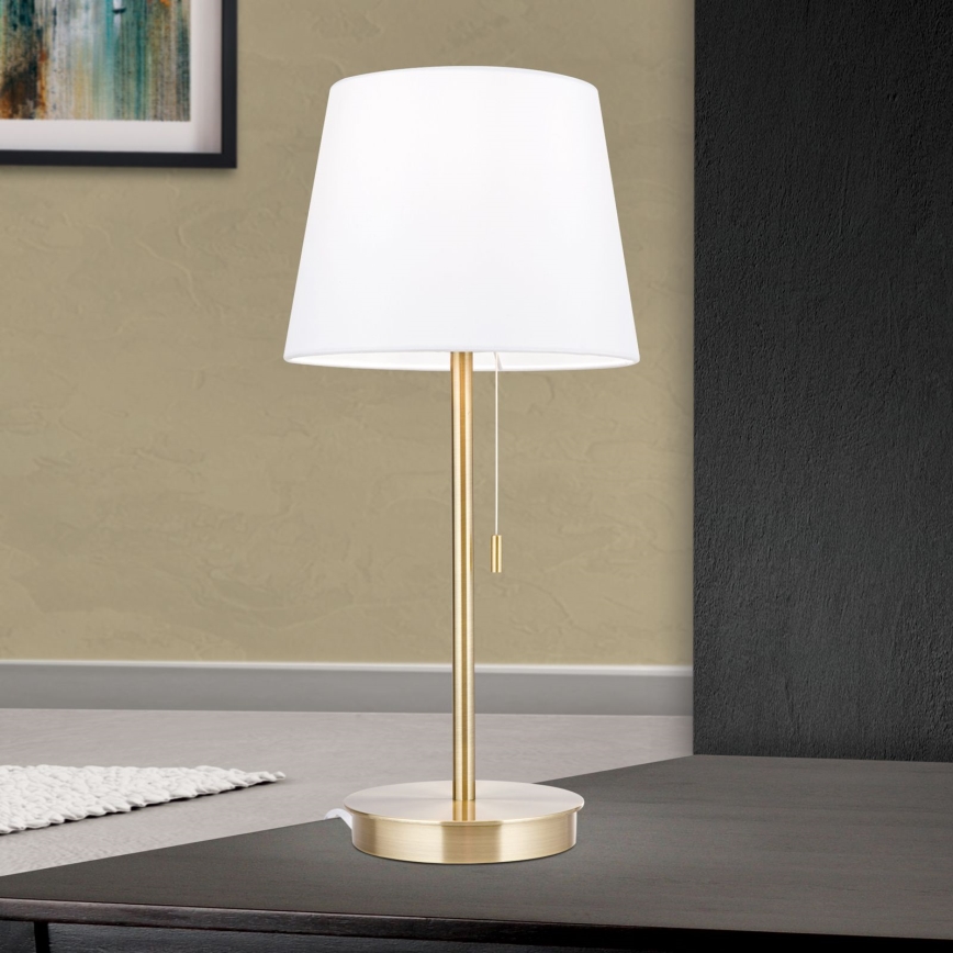 Table lamp with USB port LUDWIG 1xE27/40W/230V 50 cm white/gold