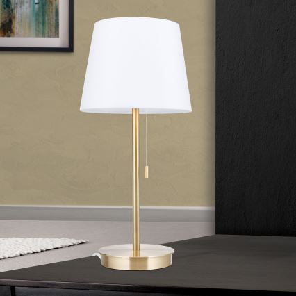 Table lamp with USB port LUDWIG 1xE27/40W/230V 50 cm white/gold