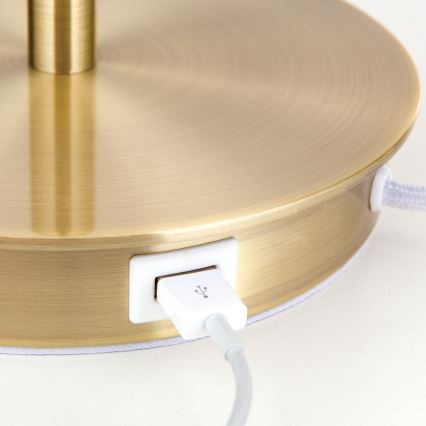 Table lamp with USB port LUDWIG 1xE27/40W/230V 50 cm white/gold