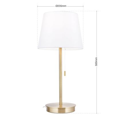 Table lamp with USB port LUDWIG 1xE27/40W/230V 50 cm white/gold