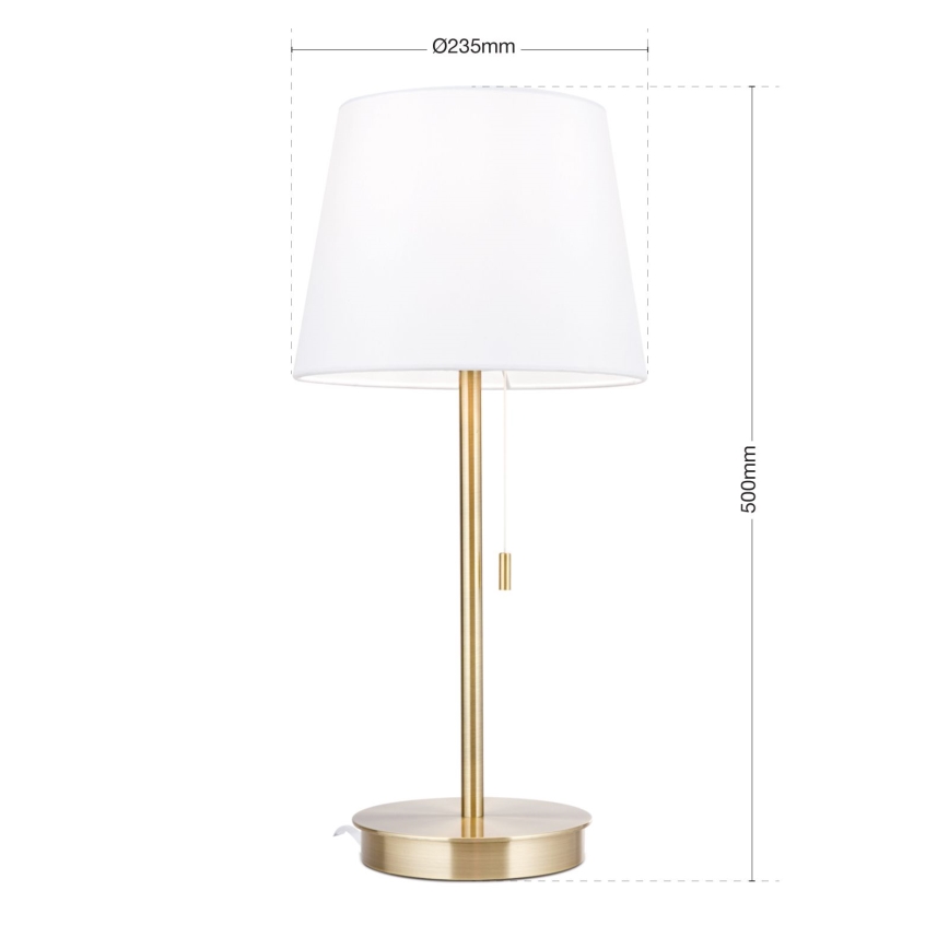 Table lamp with USB port LUDWIG 1xE27/40W/230V 50 cm white/gold