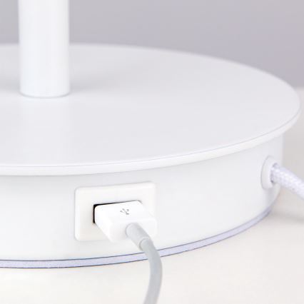 Table lamp with USB port LUDWIG 1xE27/40W/230V 50 cm white