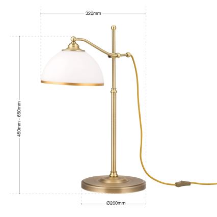 Table lamp OLD LAMP 1xE27/40W/230V 65 cm white/brass