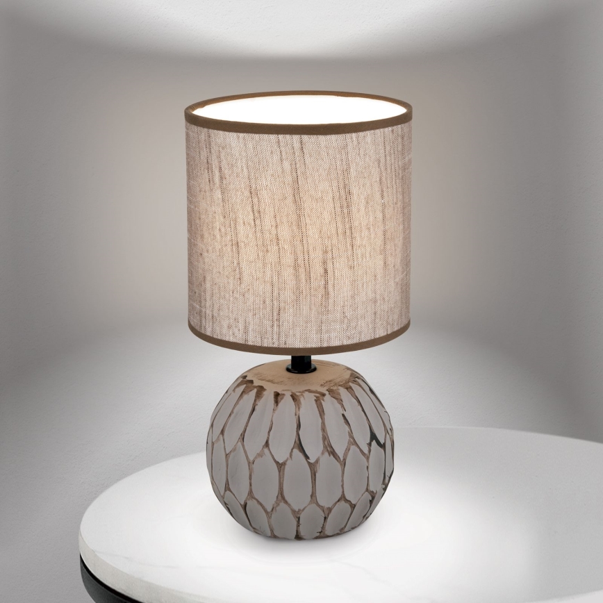 Table lamp PINIA 1xE14/25W/230V ceramics beige/grey