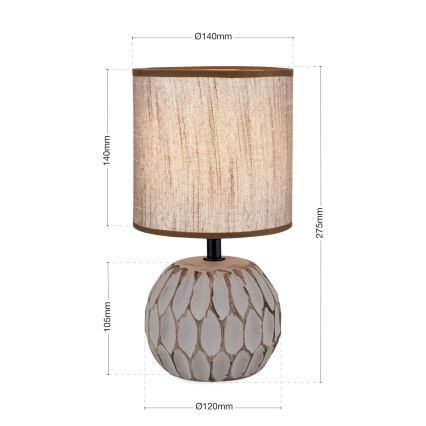 Table lamp PINIA 1xE14/25W/230V ceramics beige/grey