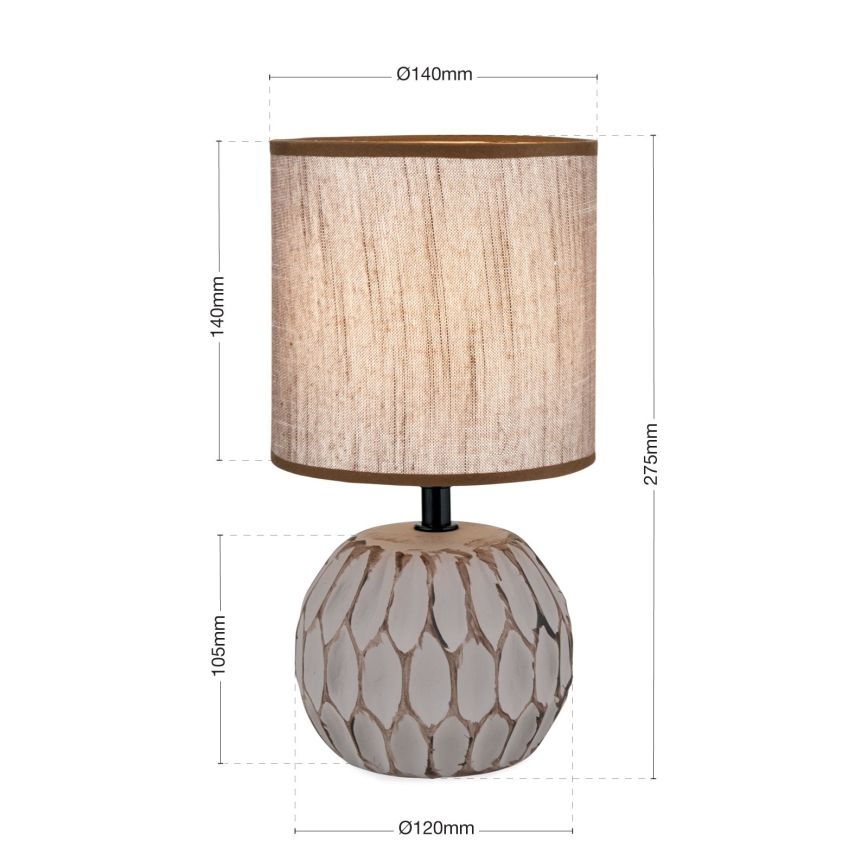 Table lamp PINIA 1xE14/25W/230V ceramics beige/grey