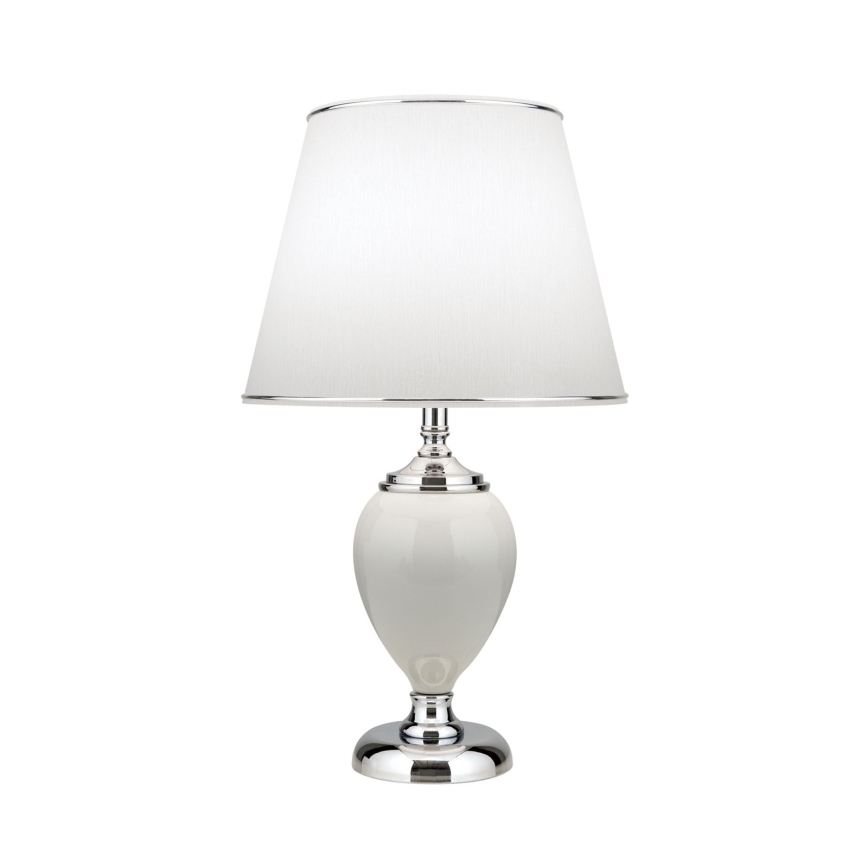 Table lamp OVUM 1xE27/40W/230V 48 cm ceramics white/shiny chrome