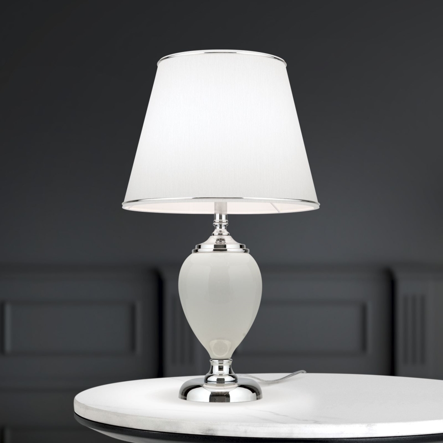Table lamp OVUM 1xE27/40W/230V 48 cm ceramics white/shiny chrome