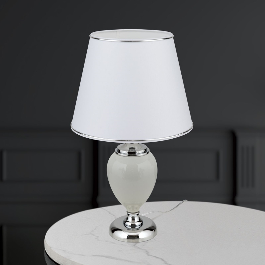 Table lamp OVUM 1xE27/40W/230V 48 cm ceramics white/shiny chrome