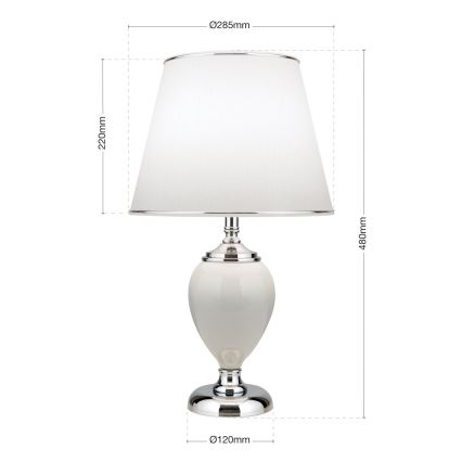 Table lamp OVUM 1xE27/40W/230V 48 cm ceramics white/shiny chrome