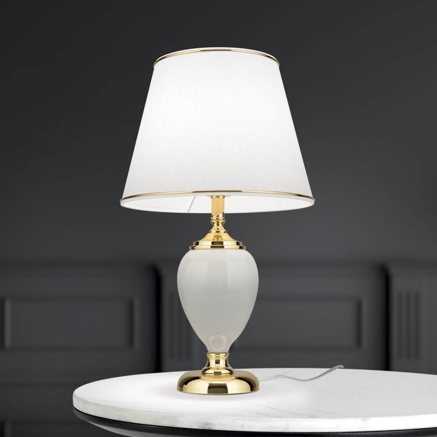 Table lamp OVUM 1xE27/40W/230V 48 cm ceramics white/gold