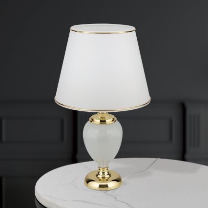 Table lamp OVUM 1xE27/40W/230V 48 cm ceramics white/gold