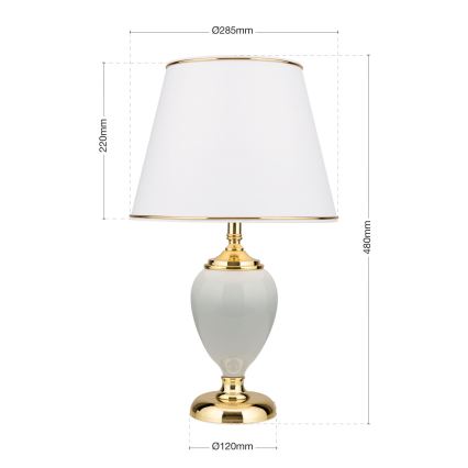 Table lamp OVUM 1xE27/40W/230V 48 cm ceramics white/gold