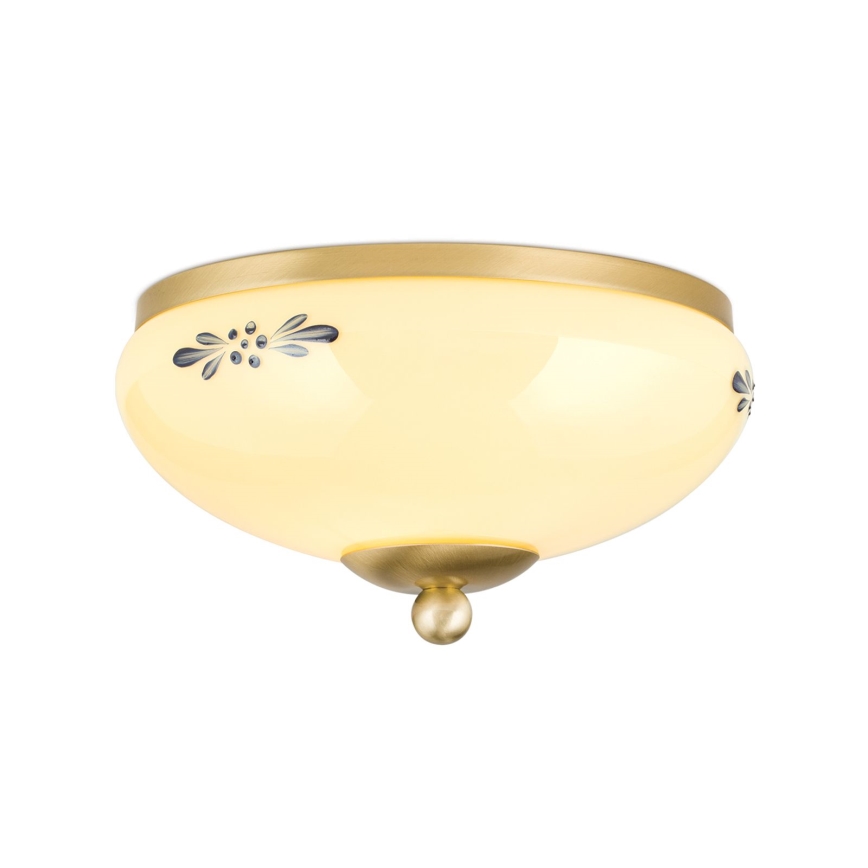 LANDHAUS ceiling light 1x E27/60W/230V Ø 21 cm brass/beige/blue