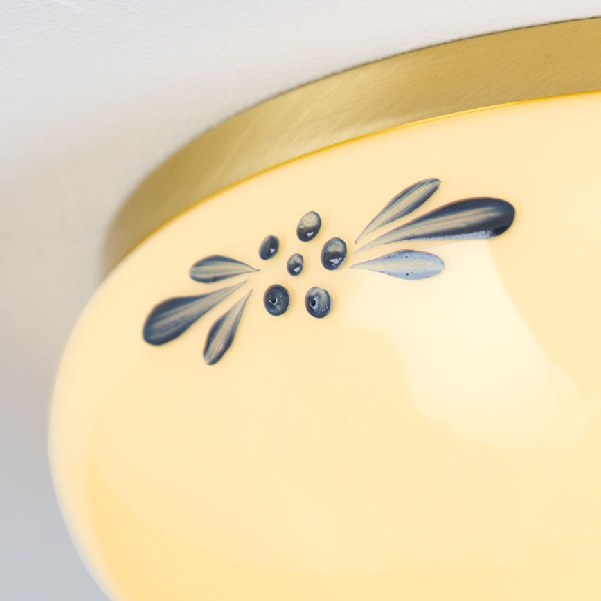 LANDHAUS ceiling light 1x E27/60W/230V Ø 21 cm brass/beige/blue