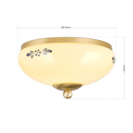LANDHAUS ceiling light 1x E27/60W/230V Ø 21 cm brass/beige/blue